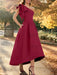 Light Burgundy one shoulder mikado mother of the bride dress with ruffle trim