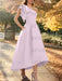 Lilac one shoulder mikado mother of the bride dress with ruffle trim