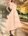 Peach Pink one shoulder mikado mother of the bride dress with ruffle trim