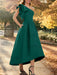 Peacock one shoulder mikado mother of the bride dress with ruffle trim