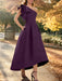 Plum one shoulder mikado mother of the bride dress with ruffle trim