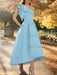 Sky Blue one shoulder mikado mother of the bride dress with ruffle trim