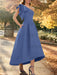Stormy Blue one shoulder mikado mother of the bride dress with ruffle trim