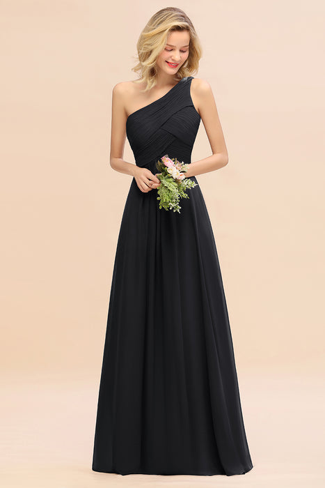One Shoulder Aline Chiffon Bridesmaid Dress Long Wedding Guest Dress