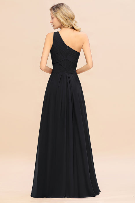 One Shoulder Aline Chiffon Bridesmaid Dress Long Wedding Guest Dress