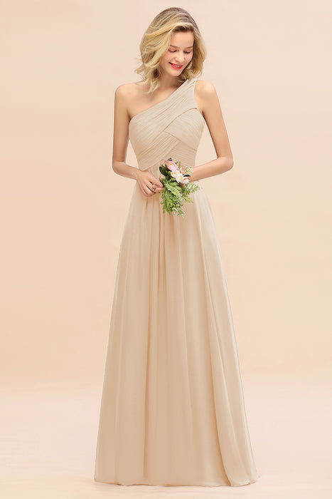 One Shoulder Aline Chiffon Bridesmaid Dress Long Wedding Guest Dress