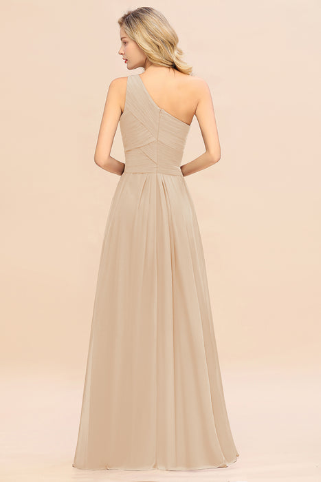 One Shoulder Aline Chiffon Bridesmaid Dress Long Wedding Guest Dress