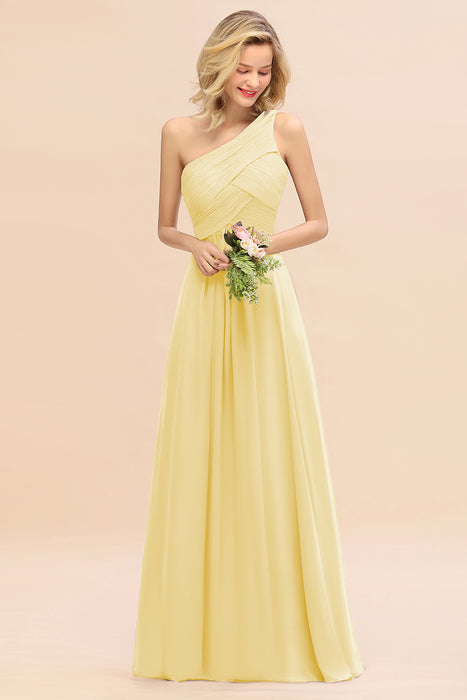 One Shoulder Aline Chiffon Bridesmaid Dress Long Wedding Guest Dress