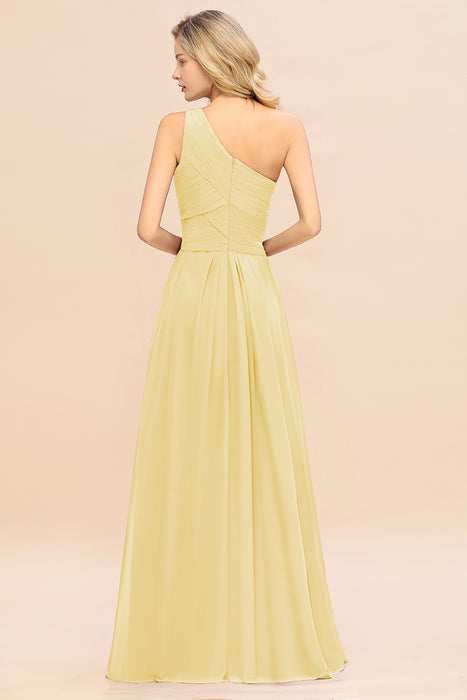 One Shoulder Aline Chiffon Bridesmaid Dress Long Wedding Guest Dress