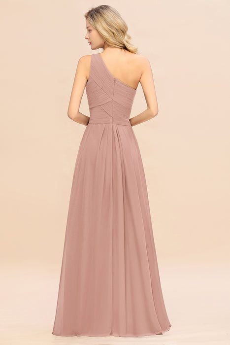 One Shoulder Aline Chiffon Bridesmaid Dress Long Wedding Guest Dress