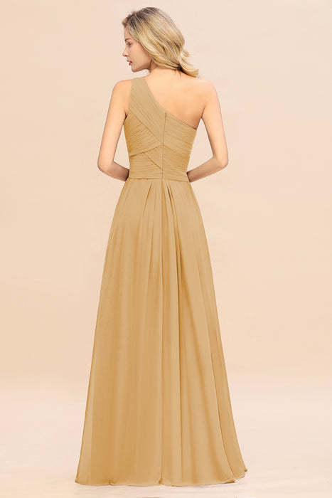 One Shoulder Aline Chiffon Bridesmaid Dress Long Wedding Guest Dress