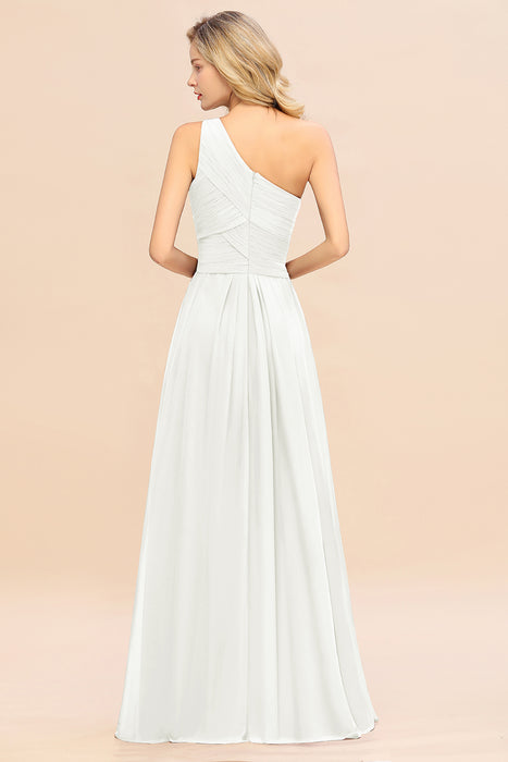One Shoulder Aline Chiffon Bridesmaid Dress Long Wedding Guest Dress
