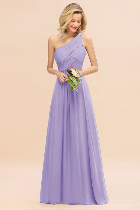 One Shoulder Aline Chiffon Bridesmaid Dress Long Wedding Guest Dress
