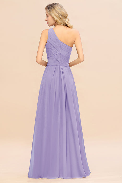 One Shoulder Aline Chiffon Bridesmaid Dress Long Wedding Guest Dress