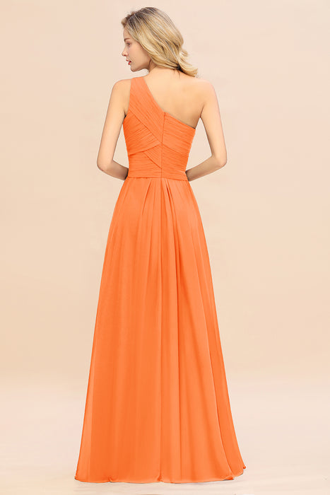 One Shoulder Aline Chiffon Bridesmaid Dress Long Wedding Guest Dress