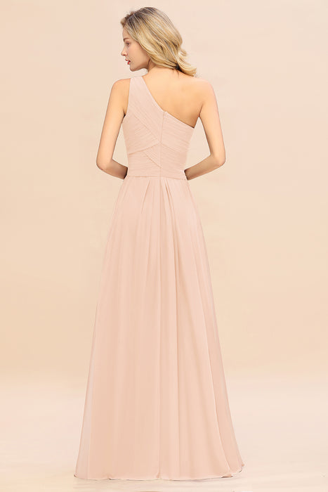 One Shoulder Aline Chiffon Bridesmaid Dress Long Wedding Guest Dress