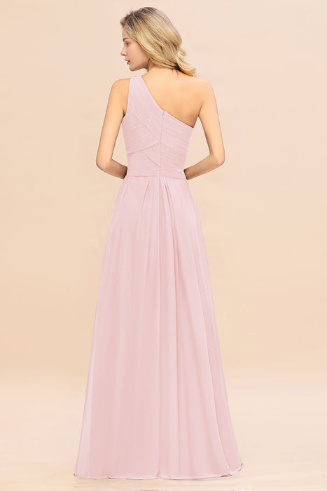 One Shoulder Aline Chiffon Bridesmaid Dress Long Wedding Guest Dress