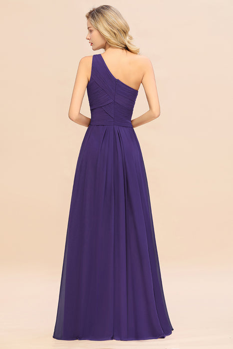 One Shoulder Aline Chiffon Bridesmaid Dress Long Wedding Guest Dress