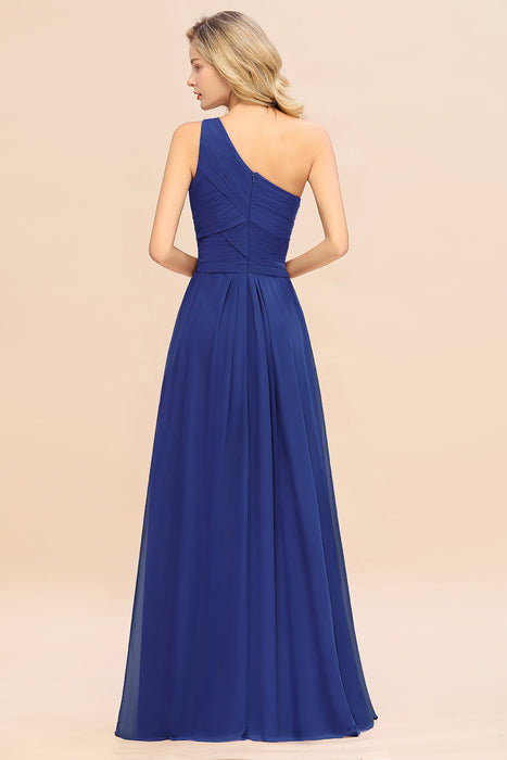 One Shoulder Aline Chiffon Bridesmaid Dress Long Wedding Guest Dress
