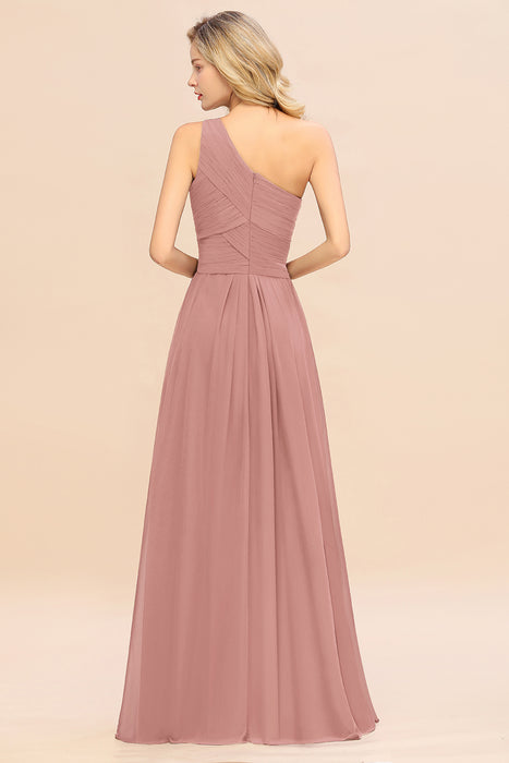 One Shoulder Aline Chiffon Bridesmaid Dress Long Wedding Guest Dress