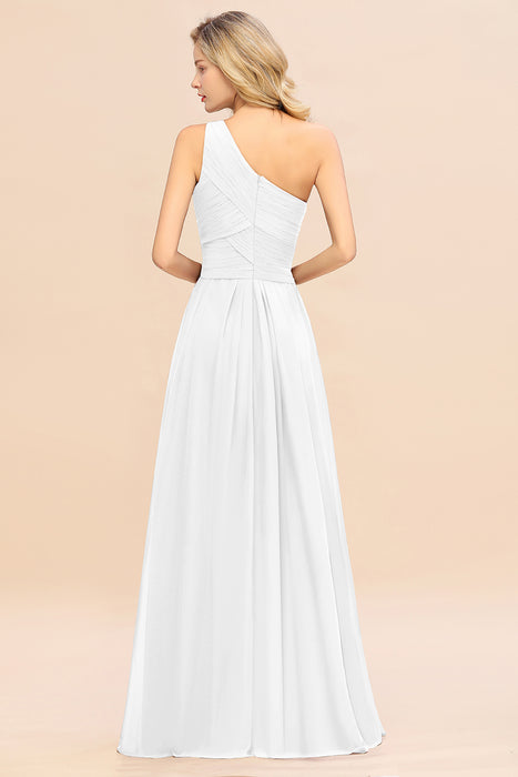 One Shoulder Aline Chiffon Bridesmaid Dress Long Wedding Guest Dress