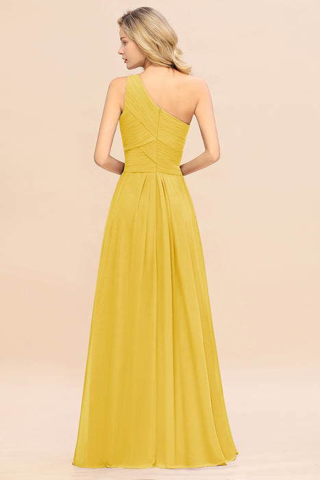 One Shoulder Aline Chiffon Bridesmaid Dress Long Wedding Guest Dress