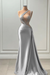 Sleeveless Strapless Silver Long Prom Dress with Pleated Beadings - Prom Dresses
