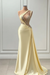 Sleeveless Strapless Daffodil Long Prom Dress with Pleated Beadings - Prom Dresses