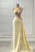 Sleeveless Strapless Daffodil Long Prom Dress with Pleated Beadings - Prom Dresses