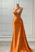 Sleeveless Strapless Ornage Long Prom Dress with Pleated Beadings - Prom Dresses
