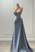 Sleeveless Strapless dusty blue Long Prom Dress with Pleated Beadings - Prom Dresses