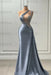 Sleeveless Strapless dusty blue Long Prom Dress with Pleated Beadings - Prom Dresses