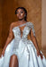 One Shoulder Satin Aline Wedding Dresses Front Slit Wedding Dresses with Train - wedding dresses