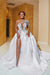 One Shoulder Satin Aline Wedding Dresses Front Slit Wedding Dresses with Train - wedding dresses