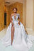 One Shoulder Satin Aline Wedding Dresses Front Slit Wedding Dresses with Train - wedding dresses