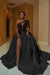 One Shoulder Satin Aline Wedding Dresses Front Slit Wedding Dresses with Train - wedding dresses