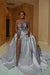 One Shoulder Satin Aline Wedding Dresses Front Slit Wedding Dresses with Train - wedding dresses