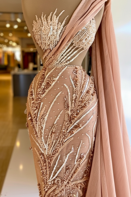 Strapless Sleeveless Mermaid Prom Dress with Beadings Floor-Length