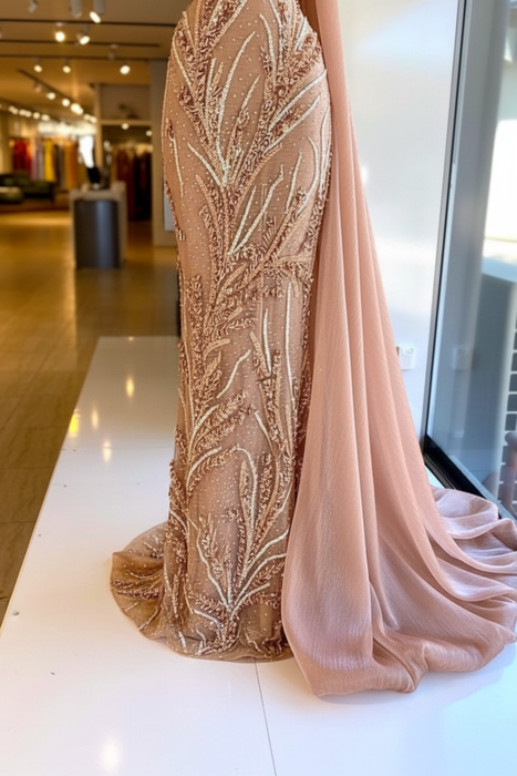 Strapless Sleeveless Mermaid Prom Dress with Beadings Floor-Length