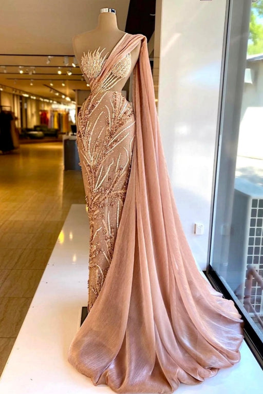 Strapless Sleeveless Mermaid Prom Dress with Beadings Floor-Length