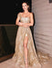 One Shoulder Sequins Evening Dress with Slit