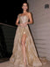 One Shoulder Sequins Evening Dress with Slit
