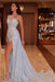 One Shoulder Beadings Evening Dress with High Split Sequins Sheath Prom Dress