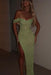 Sage One Shoulder Sequins Prom Dress Mermaid Long with Side Split