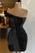 Black One Shoulder Short Sequined Prom Dress Ruffles Tight Homecoming Dress