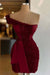 Burgundy One Shoulder Short Sequined Prom Dress Ruffles Tight Homecoming Dress