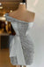 Silver One Shoulder Short Sequined Prom Dress Ruffles Tight Homecoming Dress