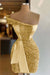 One Shoulder Short Sequined Prom Dress Ruffles Tight Homecoming Dress Yellow