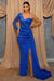 One Shoulder Sky Blue Sequin Evening Dress with Split - Prom Dresses