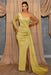 One Shoulder Sky Blue Sequin Evening Dress with Split - Prom Dresses